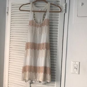 Parker tan and white beaded dress
